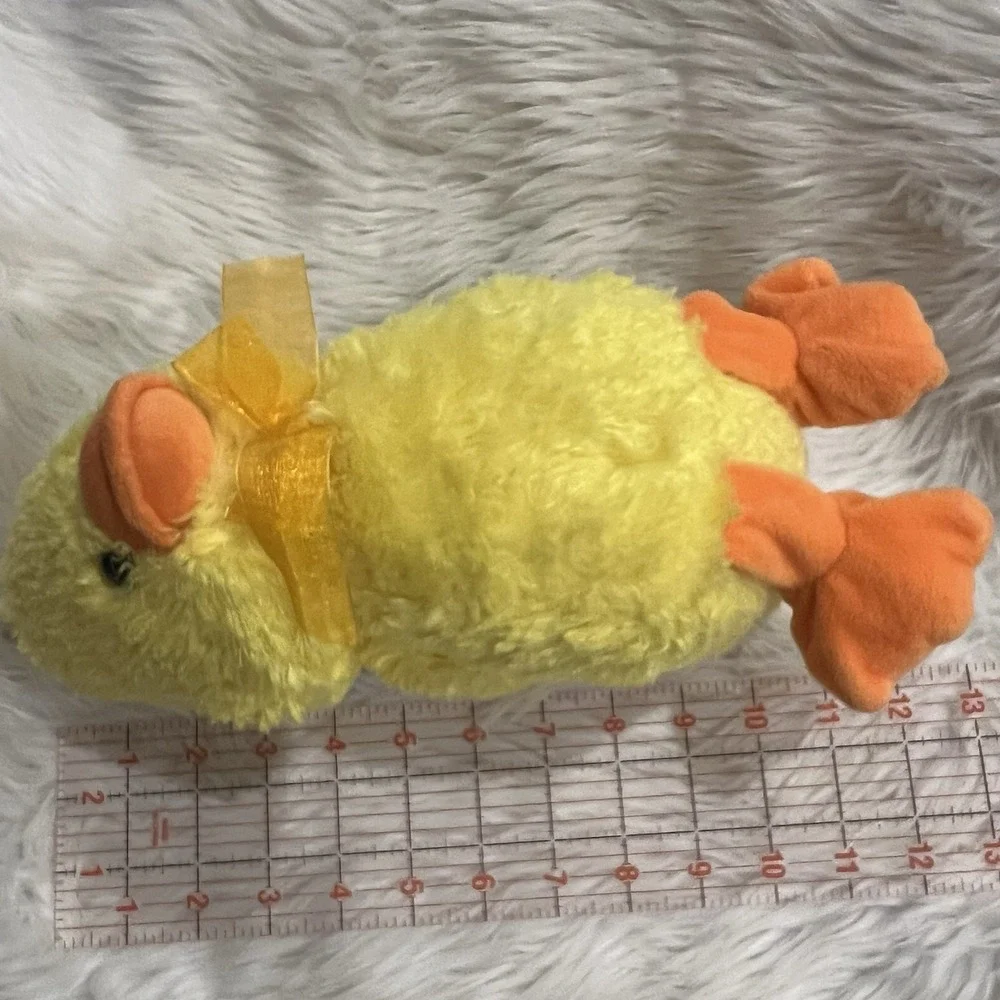 Megatoys Yellow Chick Plush‎ Stuffed Animal Orange Bow 12